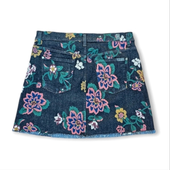 7 For All Mankind Floral Print Denim Mini Skirt, Size 29 - Picture 4 of 7